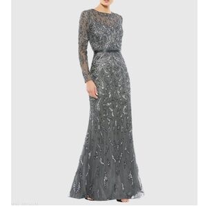 Mac Duggal Gray Embellished Wedding Dress